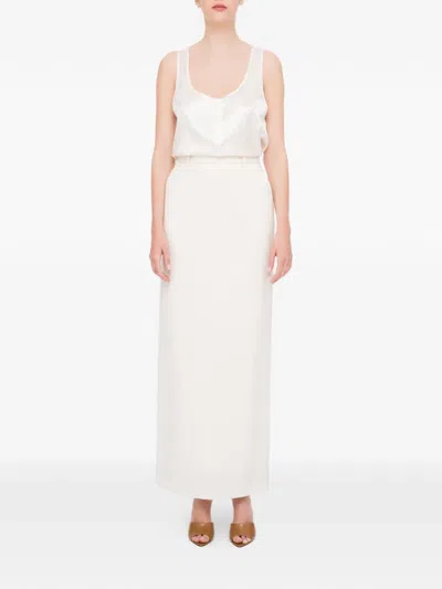 Medeea Button-placket Racerback Top In White
