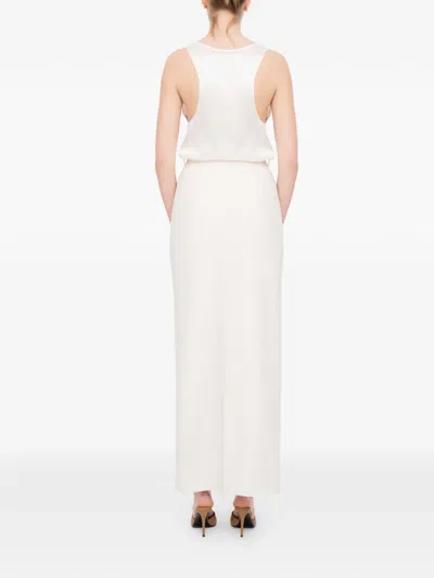 Medeea Button-placket Racerback Top In White