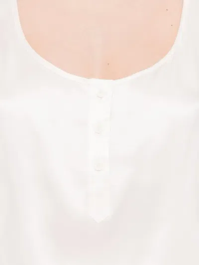 Medeea Button-placket Racerback Top In White