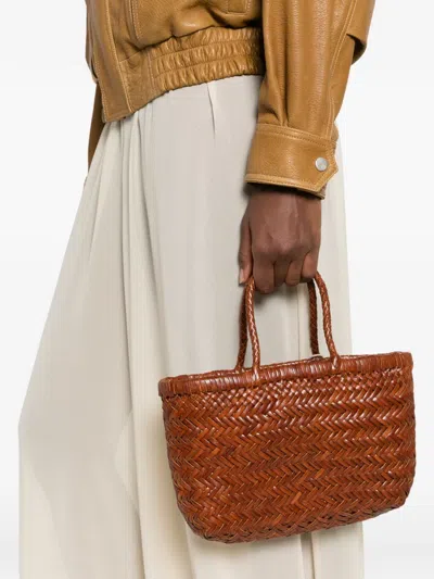 Dragon Diffusion Mini Flat Gora Leather Shoulder Bag In Brown