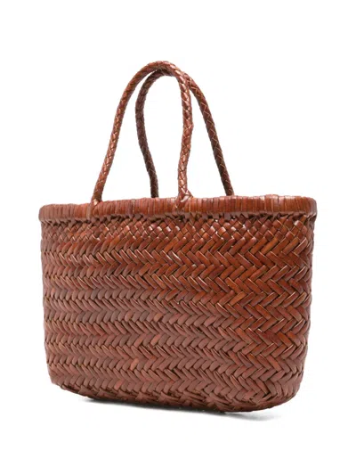 Dragon Diffusion Mini Flat Gora Leather Shoulder Bag In Brown