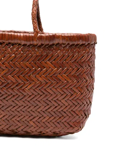 Dragon Diffusion Mini Flat Gora Leather Shoulder Bag In Brown