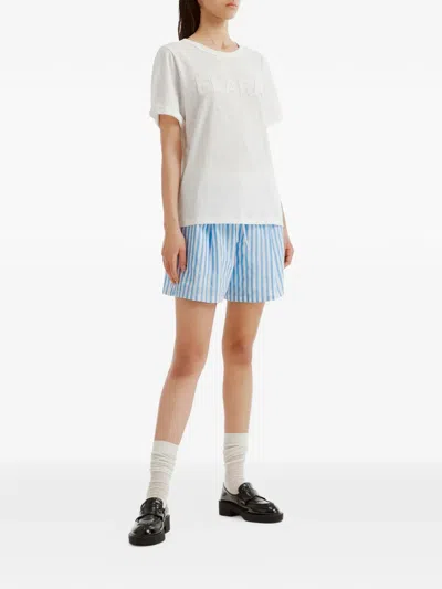 B+ab Vertical-stripe Drawstring Mini Shorts In Blue