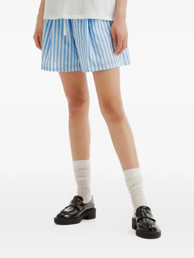 B+ab Vertical-stripe Drawstring Mini Shorts In Blue