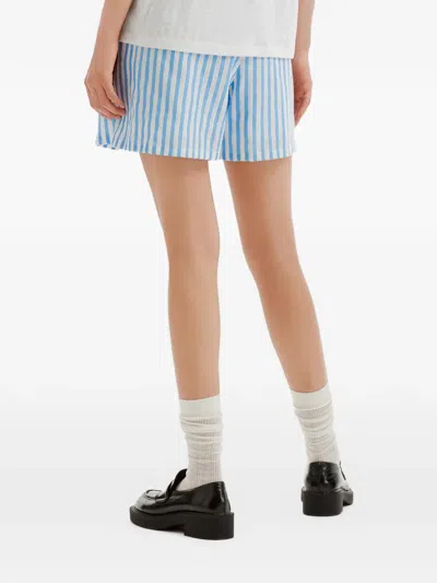 B+ab Vertical-stripe Drawstring Mini Shorts In Blue