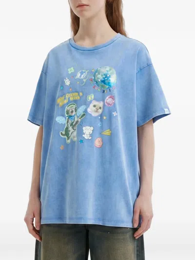Mini Cream Graphic-print T-shirt In Multi
