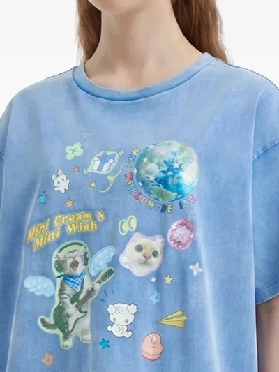 Mini Cream Graphic-print T-shirt In Multi