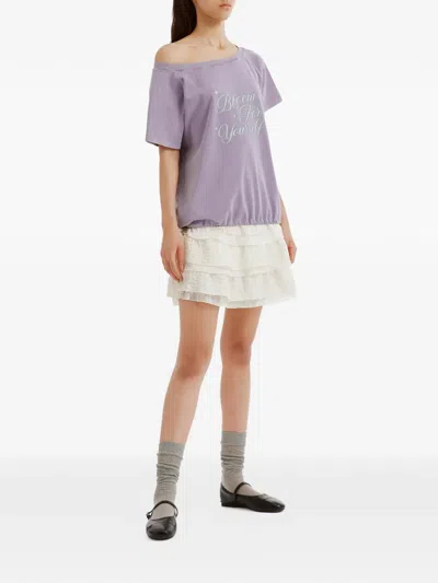B+ab Drawstring-hem T-shirt In Purple