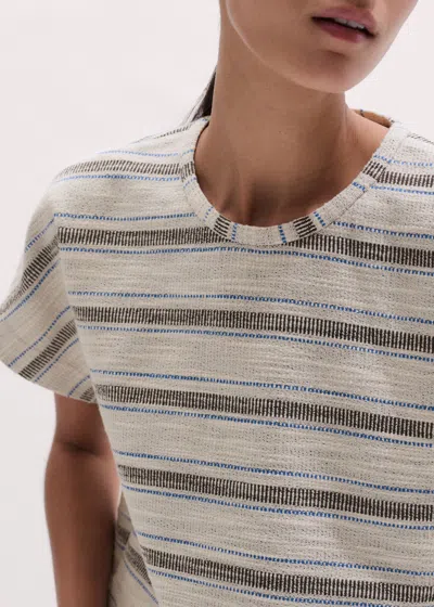 Me+em Textured Stripe Tee Light Cream Multi In Multi