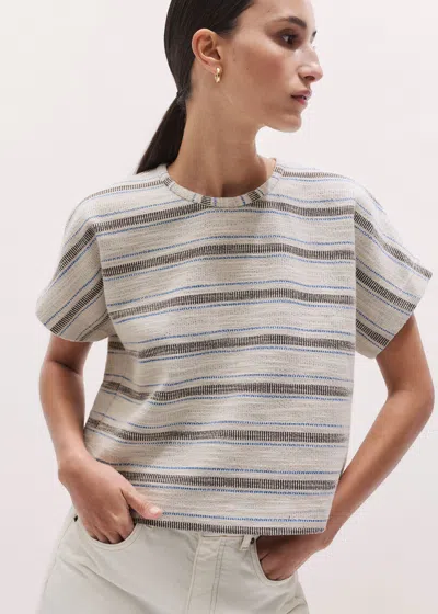Me+em Textured Stripe Tee Light Cream Multi In Multi