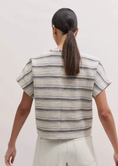 Me+em Textured Stripe Tee Light Cream Multi In Multi
