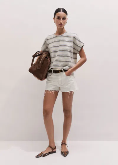Me+em Textured Stripe Tee Light Cream Multi In Multi