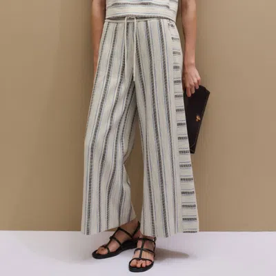 Me+em Textured Stripe Tee Light Cream Multi In Multi
