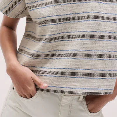 Me+em Textured Stripe Tee Light Cream Multi In Multi