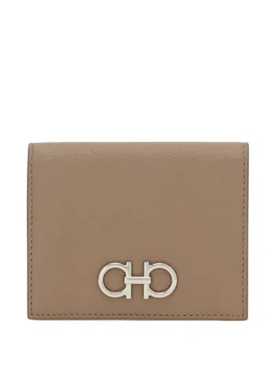 Ferragamo Gancini Compact Wallet In Brown