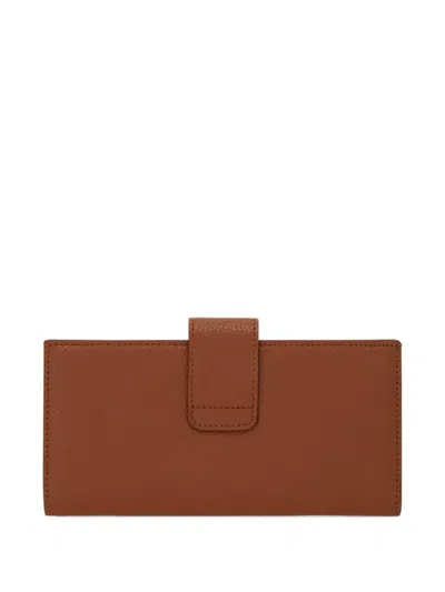 Ferragamo Grained Leather Continental Wallet In Brown