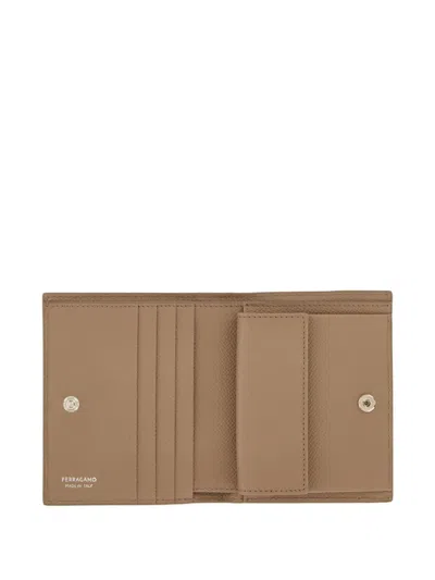 Ferragamo Gancini Compact Wallet In Brown