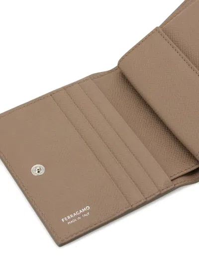 Ferragamo Gancini Compact Wallet In Brown