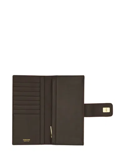Ferragamo Grained Leather Continental Wallet In Brown