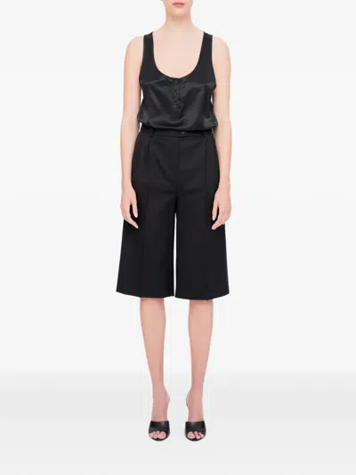 Medeea Button-placket Racerback Top In Black