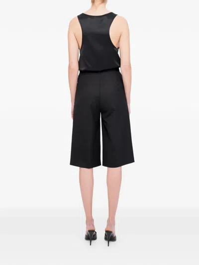 Medeea Button-placket Racerback Top In Black