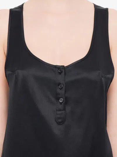 Medeea Button-placket Racerback Top In Black