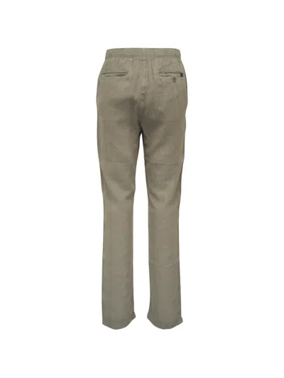 Faherty Linen Drawstring Trousers In Gray