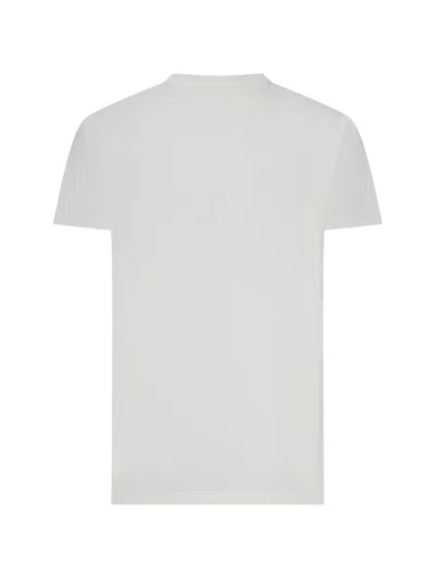 Fendi Cotton Crew Neck T-shirt With Tonal Embroidered Lettering In White