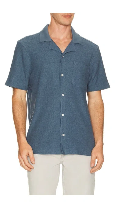 Paige Mens Lakeside Oliver Short-sleeve Cotton-blend Shirt In Blue