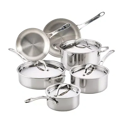 Anolon Everlast Stainless-steel 10-pc. Tri-ply Clad Cookware Set In Silver