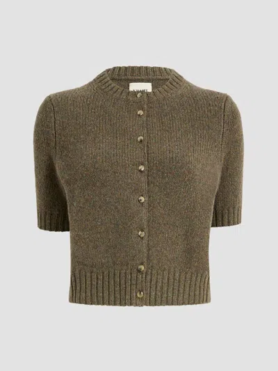 Khaite Womens Artichoke Nora Short-sleeve Knitted Cashmere Cardigan In Green