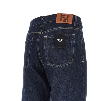 Fendi Dark Wash Regular Fit Jeans In Blue