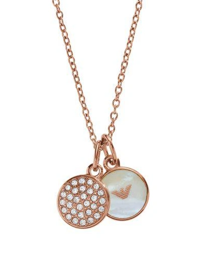 Shop Emporio Armani Woman Necklace Rose Gold Size - Stainless Steel