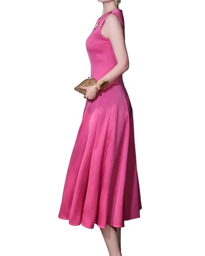 Burryco Solid Sleeveless Midi Dress In Pink