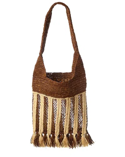 Isabel Marant Handwoven Raffia Tote Bag With Fringe And Logo Detail In Brown