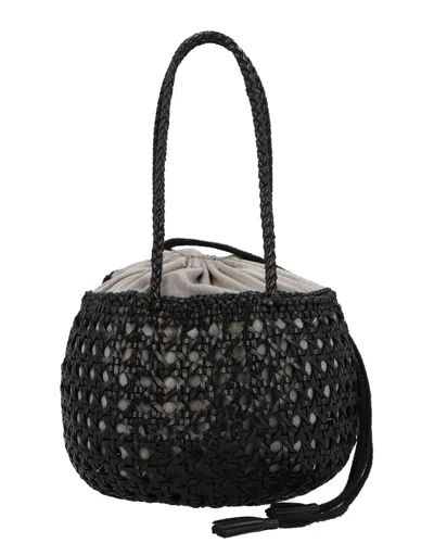 Dragon Diffusion Juventus Woven Crossbody Bag Dual Handles In Black