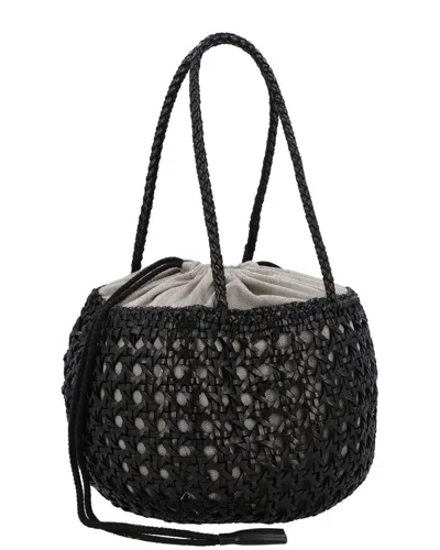 Dragon Diffusion Juventus Woven Crossbody Bag Dual Handles In Black