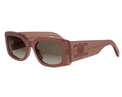Celine Maxi Triomphe 53mm Gradient Rectangular Sunglasses In Brown