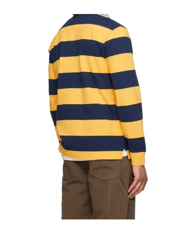 Polo Ralph Lauren Long Sleeve Jersey Knit Society Bear Rugby Shirt In Yellow