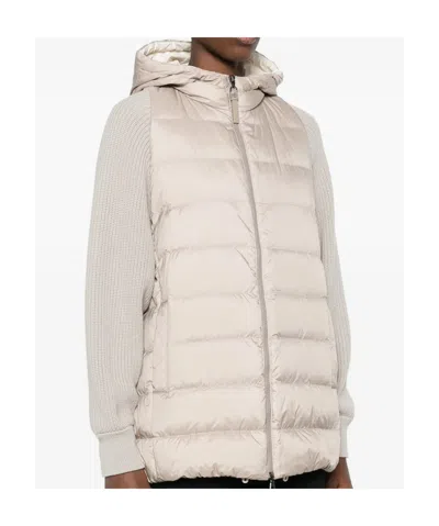 Brunello Cucinelli Shiny Zipped Pull Down Jacket In Brown