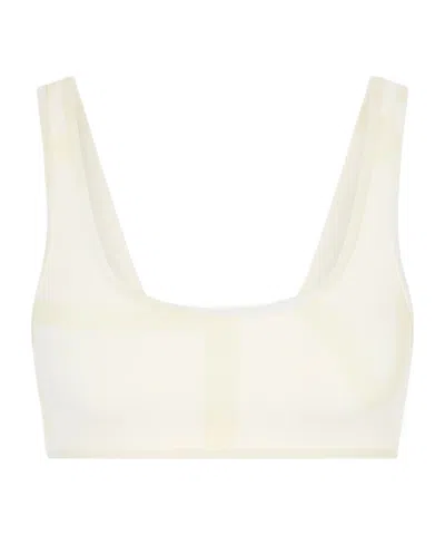 Totême Monogram Printed Bikini Top In White