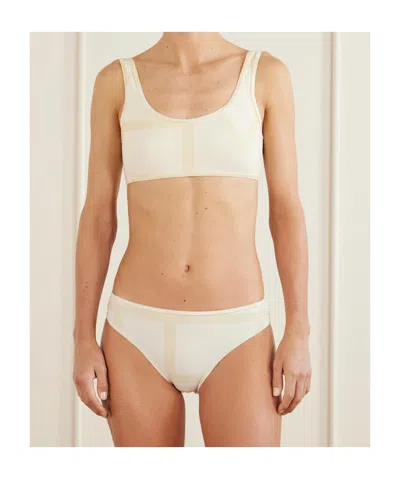 Totême Monogram Printed Bikini Top In White