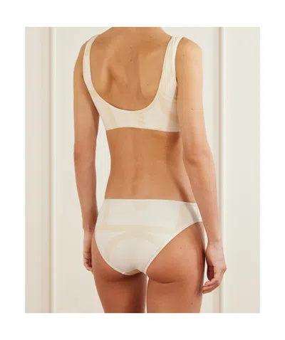 Totême Monogram Printed Bikini Top In White