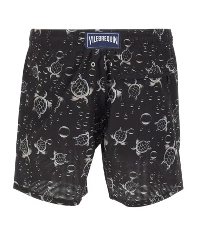 Vilebrequin Men Micro-perforated Ultra-light And Packable Swim Shorts Bubble Turtles 3d In Black