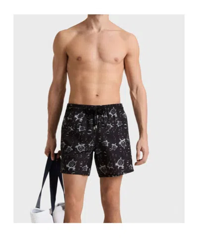 Vilebrequin Men Micro-perforated Ultra-light And Packable Swim Shorts Bubble Turtles 3d In Black
