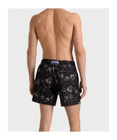 Vilebrequin Men Micro-perforated Ultra-light And Packable Swim Shorts Bubble Turtles 3d In Black