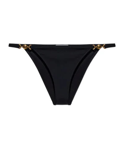 Versace Halter Bikini Briefs High Cut Hardware In Black