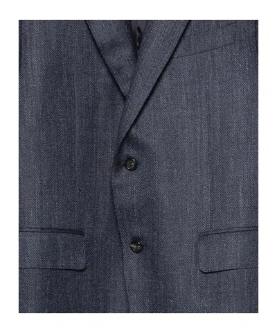 Canali Herringbone-pattern Notch-lapels Jacket In Black