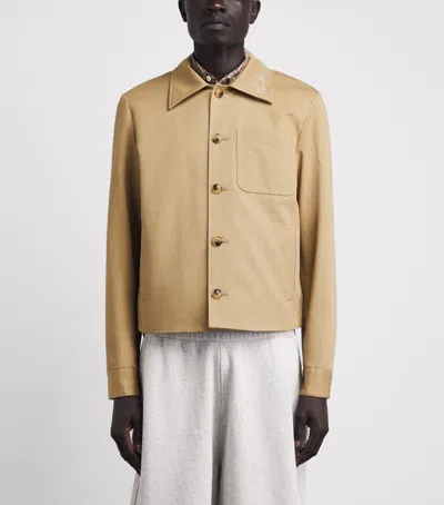 Amiri Beige Script Collar Shirt Jacket In Nude