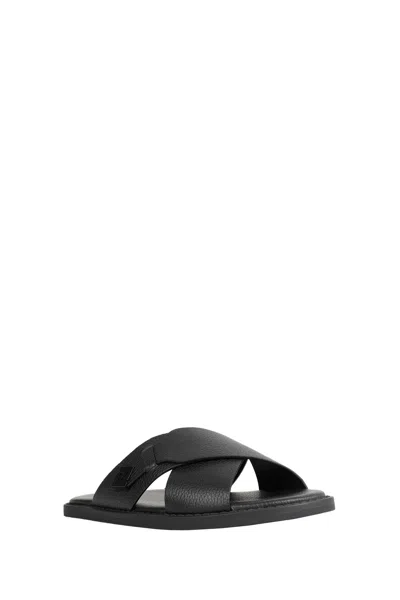 Fendi Squared Ff Slides In Black